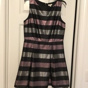 Elegant Black and Purple Striped Dress